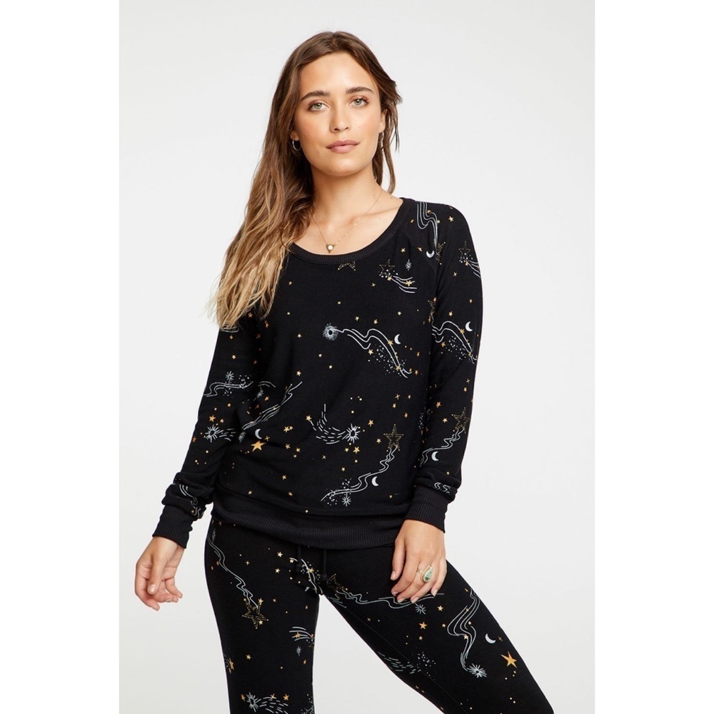 CHASER Shooting Stars Metallic Knit Soft Pullover